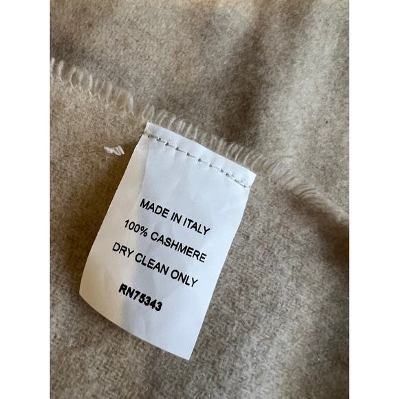 Cashmere Long Fringed Scarf Oatmeal - Picture 7 of 7